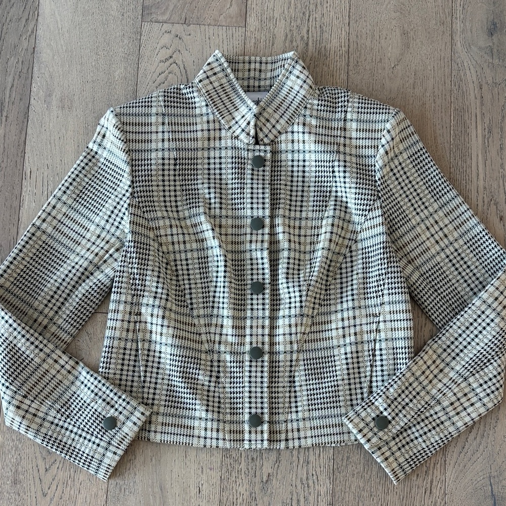 CAbi Black and Cream Checkered Jacket